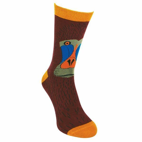 Mr Heron Mens Animal Design Bamboo Socks 6-11 UK Baboon (Red) / 1EA