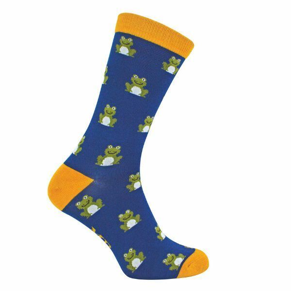 Mr Heron Mens Animal Design Bamboo Socks 6-11 UK Frogs (Navy) / 1EA