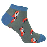 Mr Heron Mens Bamboo Animal Trainer Socks 6-11 UK Foxes (Charcoal) / 1EA