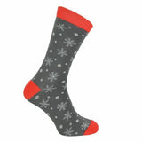 Mr Heron Mens Novelty Bamboo Xmas Socks 6-11 UK Snowflakes (Grey) / 1EA