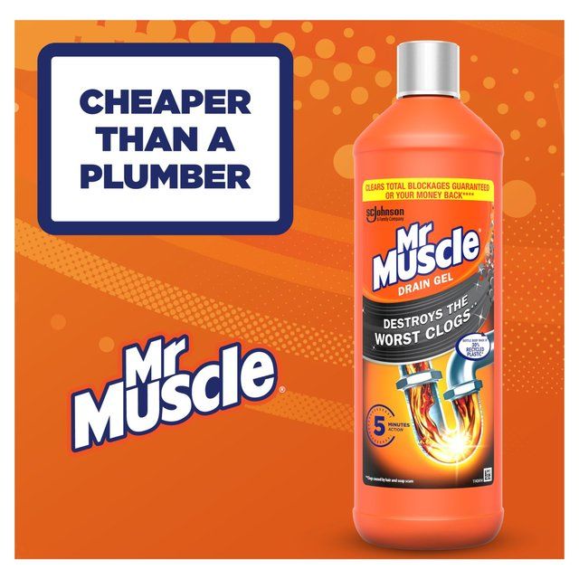 Mr Muscle Power Gel Drain & Sink Unblocker Twin Pack   2 x 1L