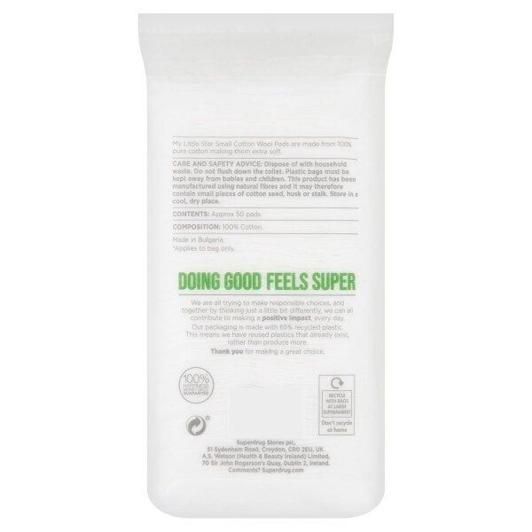 My Little Star 100% Pure Cotton Wool Pads - 50 Small Pads