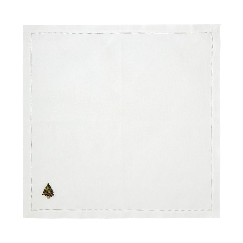 Embroidered fir tree Christmas napkin, 100% cotton 45cm, imported from the UK