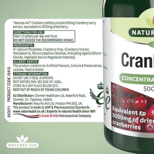 Natures Aid Cranberry Supplement Tablets 5000mg 30 per pack