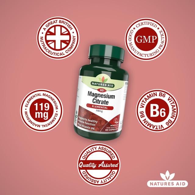 Natures Aid Magnesium Citrate Supplement Capsules 119mg 60 per pack