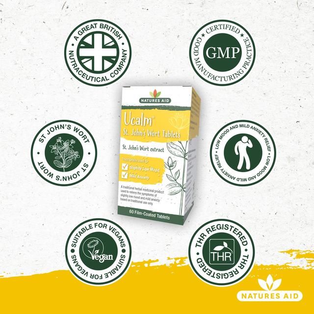 Natures Aid Ucalm 300mg T St John's Wort Extract Tablets 60 per pack