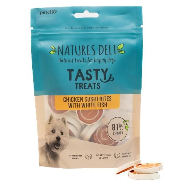 Natures Deli Chicken and Fish Sushi Bites Dog Treats 100g
