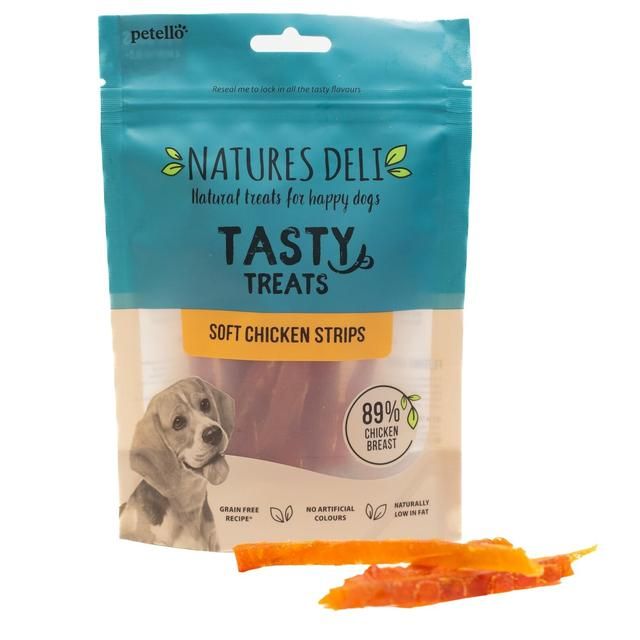 Natures Deli Soft Chicken Strips Dog Treats   100g
