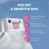 NIVEA Biodegradable Cleansing Face Wipes for Dry Skin    25 per pack