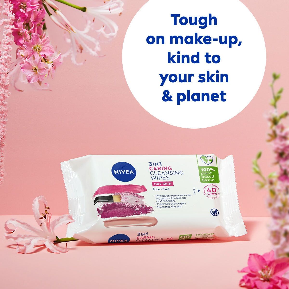 Nivea Biodegradable Face Wipes, 4 x 40 Wipes
