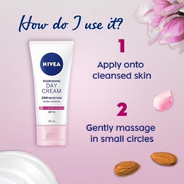 NIVEA Day Cream Face Moisturiser for Dry & Sensitive Skin SPF15 50ml