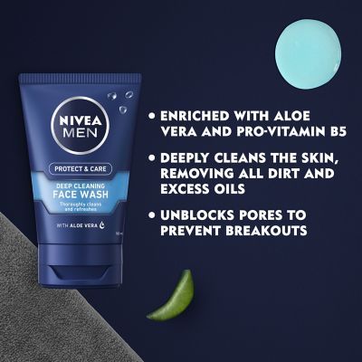 NIVEA MEN Protect & Care Deep Cleansing Face Wash with Aloe Vera 100ml