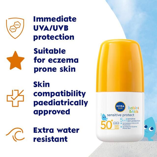 NIVEA SUN Kids Sensitive Protect SPF 50+ Sun Lotion Roll On 50ml