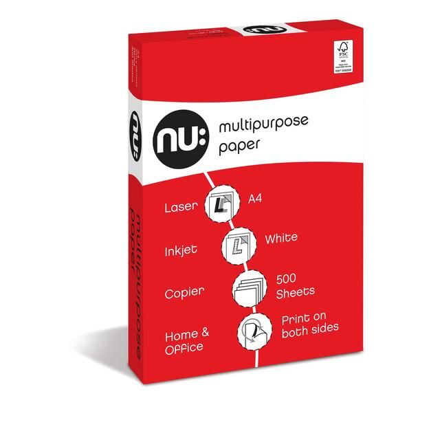 Nu Multipurpose A4 Printer Paper 70GSM 500 Sheets PEFC Certified 500 per pack