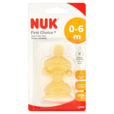 NUK First Choice Latex Bottle Teats Medium Flow 0-6 Months 2 per pack