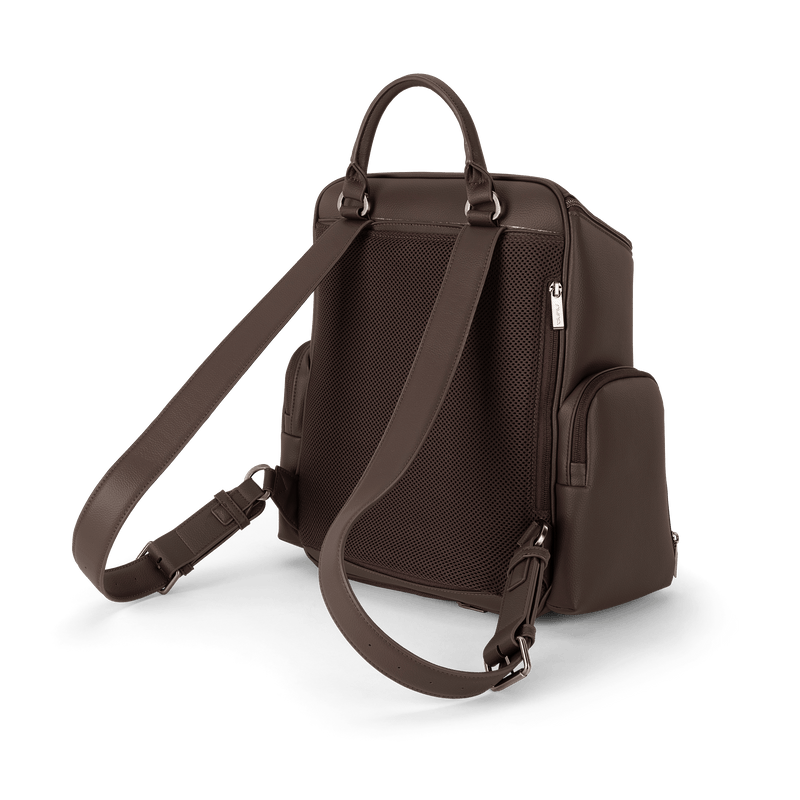 Nuna Essential Bag cocoa leatherette diaper backpack, imported from the UK