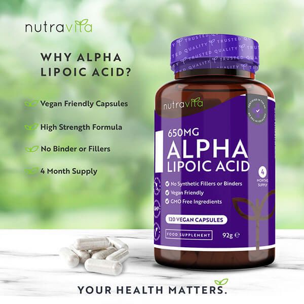 Nutravita Alpha Lipoic Acid 650mg - 120 Vegan Capsules