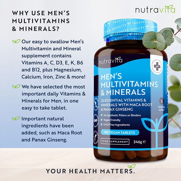 Nutravita Men's Multivitamins & Minerals - 180 Vegan Tablets