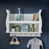 Obaby Stamford sleigh nursery shelf in white, imported from the UK