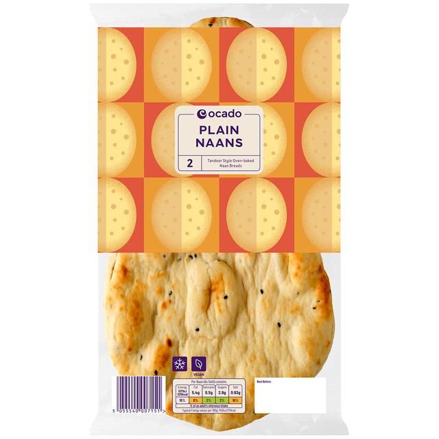 Ocado 2 Plain Naans 2 per pack