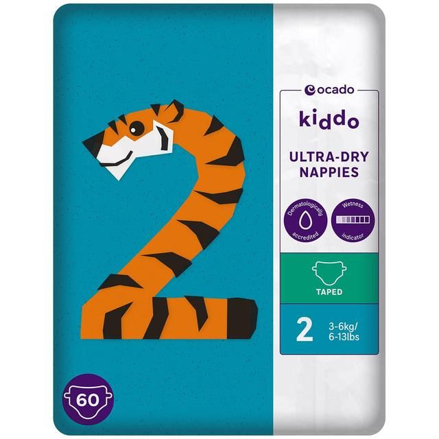 Ocado Kiddo Ultra-Dry Nappies Size 2 (3-6kg)   60 per pack