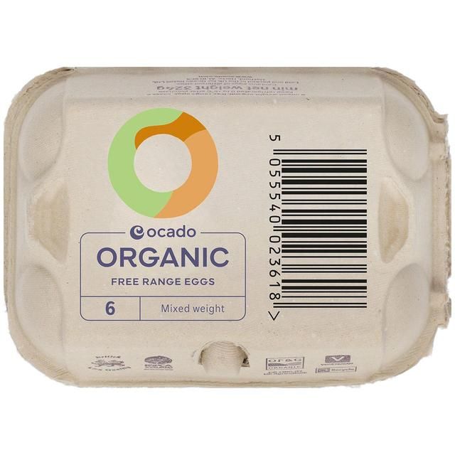Ocado Organic Free Range Mixed Weight Eggs 6 per pack