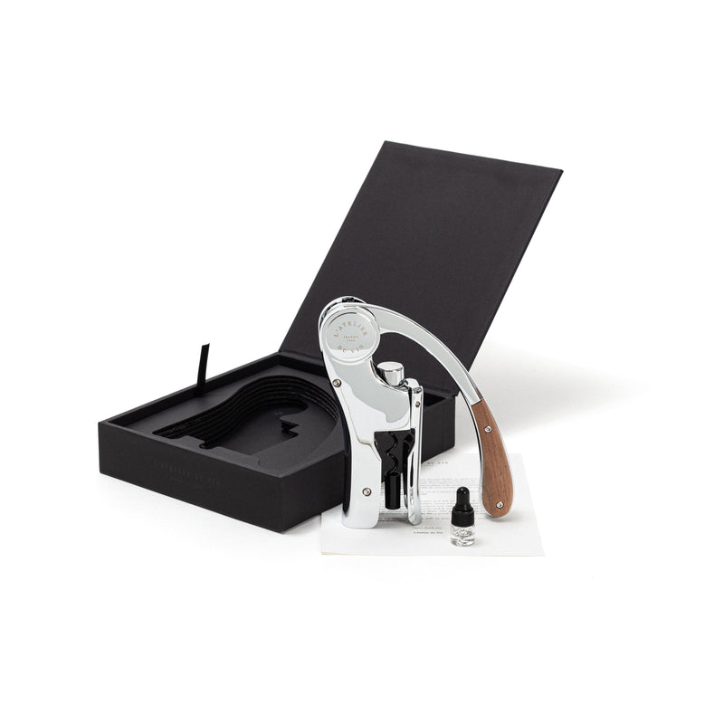 L'Atelier du Vin Oeno Motion silver and wood corkscrew - British product