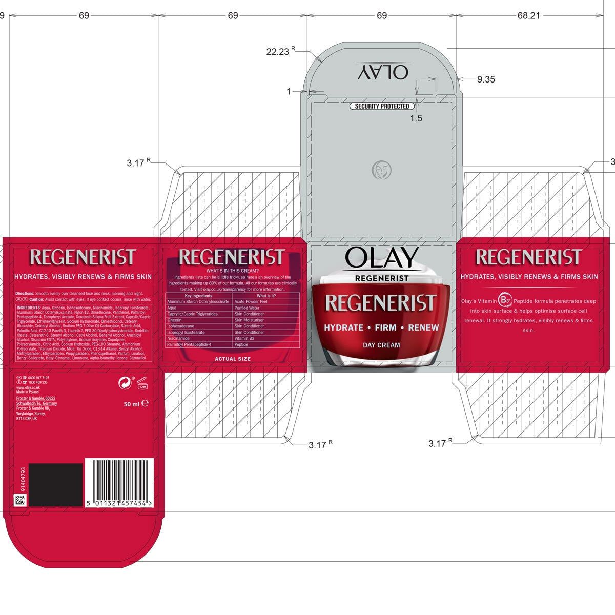 Olay Regenerist 3 Point Day Cream, 2 x 50ml