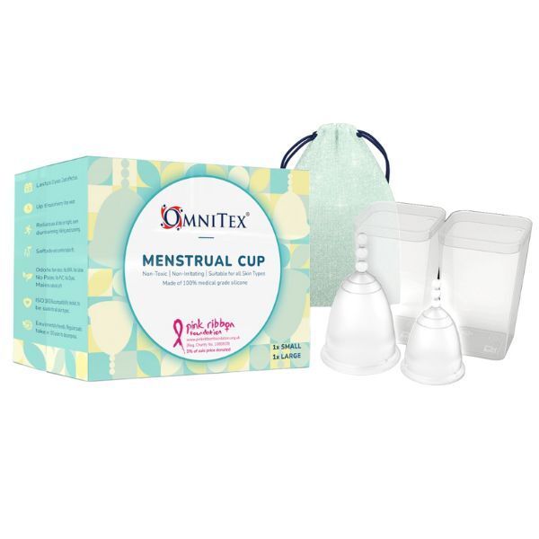 Omnitex Menstrual / Period Cups - 2pk (1 Small & 1 Large)