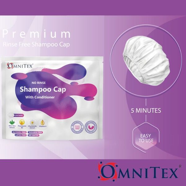 Omnitex Premium Rinse Free Shampoo Cap Microwaveable-5packs