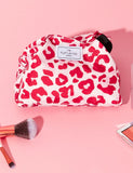 Open Flat Makeup Bag In Pink Leopard