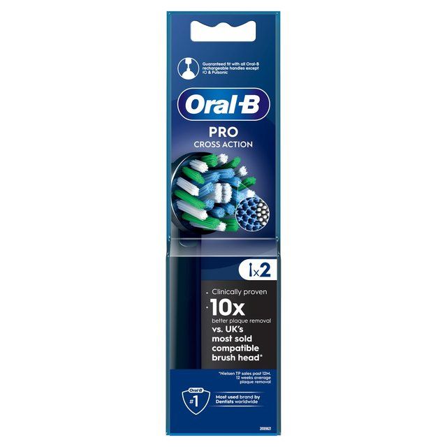 Oral B Crossaction Toothbrush Heads Black 2 per pack