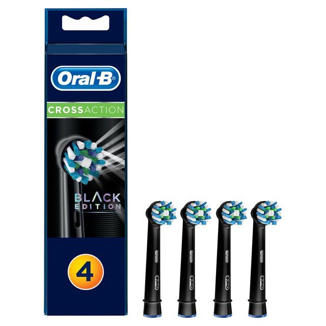Oral B Crossaction Toothbrush Heads Black 4 per pack