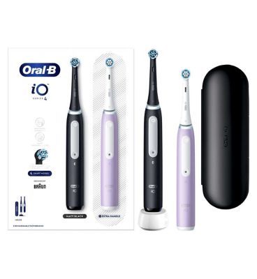 Oral-B iO4 Electric Toothbrushes Black & Lavender - Duo Pack