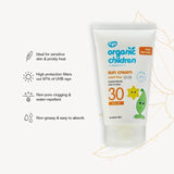 Organic Children SPF 30 Sun Cream Scent Free   150ml