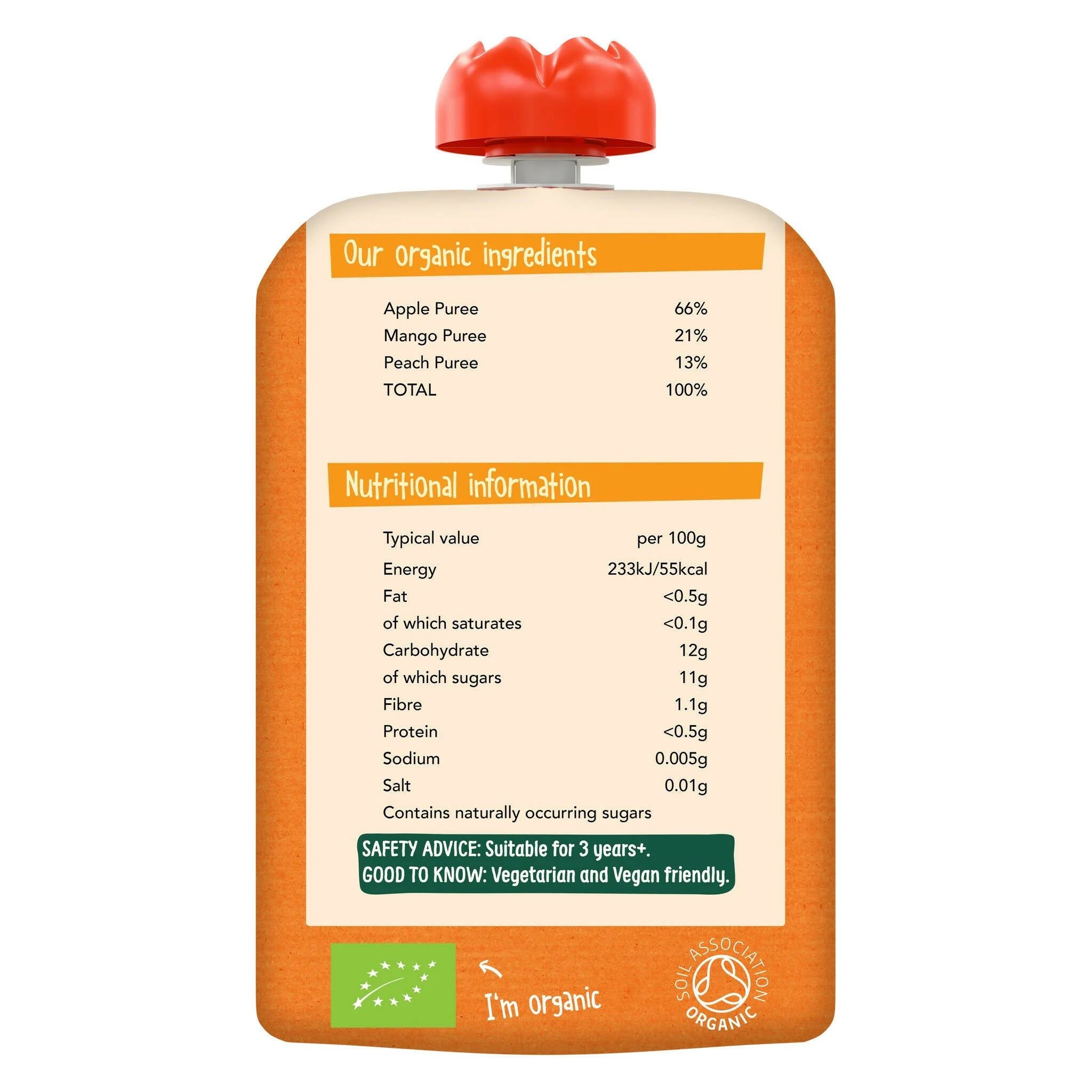 Organix KIDS Mango & Apple Smash Pouch Case 6x100g
