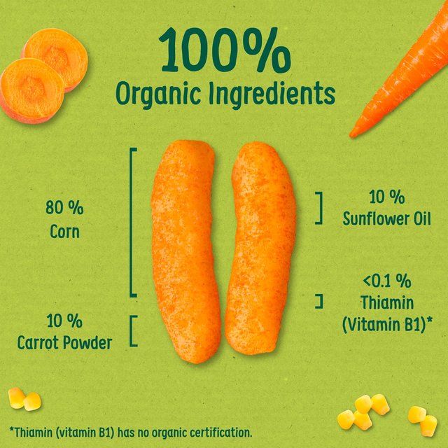 Organix Melty Carrot Organic Puffs Baby Snack 6 months+ 20g