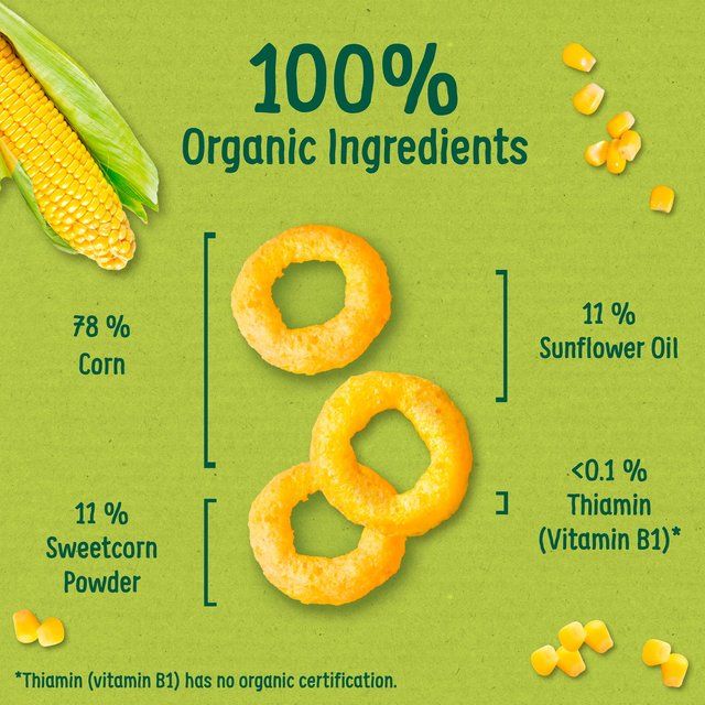 Organix Melty Sweetcorn Organic Rings Baby Snack 6 months+   20g
