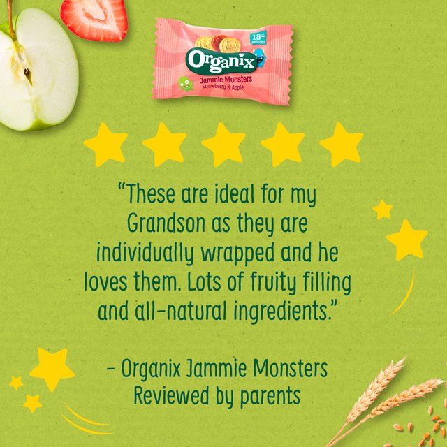 Organix Strawberry & Apple Organic Jammie Monsters Toddler & Kids Multipack   8 x 8g