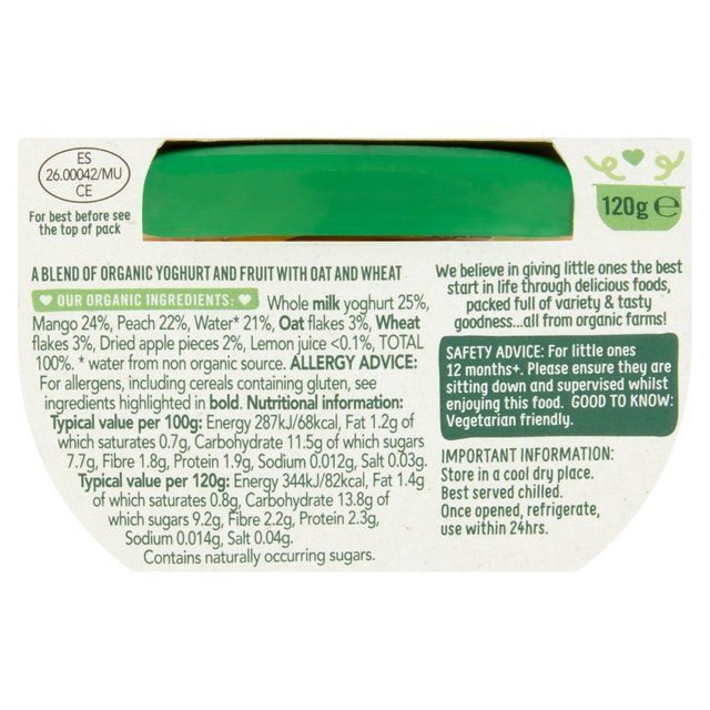 Organix Tropical Sunshine Bowl With Yoghurt Mango & Oats Toddler Food   120g