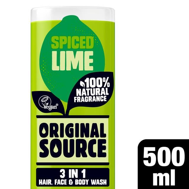Original Source Spiced Lime 3 in 1 Hair Face and Body Wash for Men 500ml