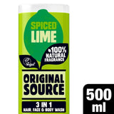 Original Source Spiced Lime 3 in 1 Hair Face and Body Wash for Men 500ml