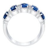 Oval Cut Blue Sapphire & 0.60ctw Diamond Ring, 14ct White Gold