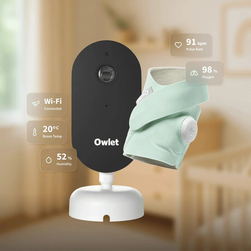 Owlet Dream Duo baby monitoring system in mint - British product