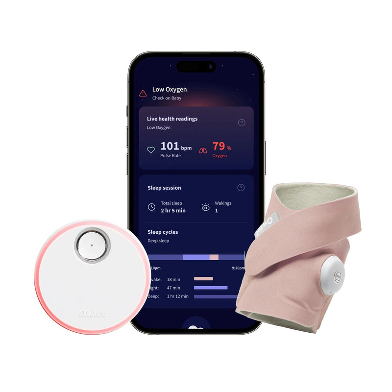 Owlet Dream Sock smart baby monitor Dusty Rose, UK version