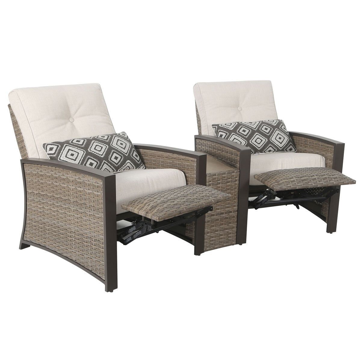 Pacific Casual Barcalounger Edgewater 3 Piece Cushioned Woven Aluminium Recliner Set