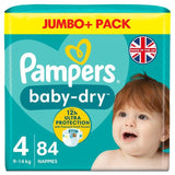 Pampers Baby-Dry Nappies Size 4 (9-14kg) Jumbo+ Pack   84 per pack