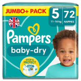 Pampers Baby-Dry Nappies Size 5 (11-16kg) Jumbo+ Pack   72 per pack
