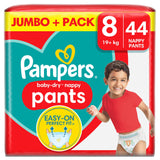 Pampers Baby Dry Nappy Pants Jumbo+ Pack Nappies Size 8, 19kg+ x44