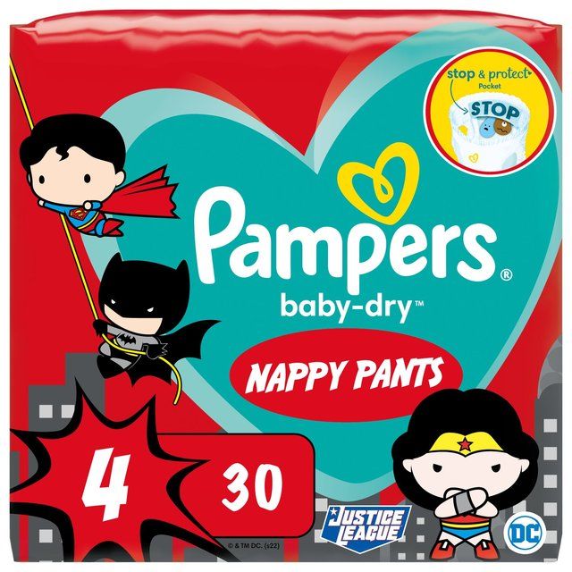 Pampers Baby-Dry Superhero Nappy Pants Size 4 (9-15kg) 30 per pack
